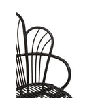 Black Natural Rattan and Black Metal Scalloped Back Chair | Java