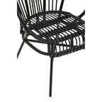 Black Natural Rattan and Black Metal Scalloped Back Chair | Java