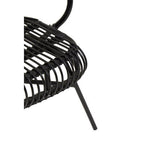 Black Natural Rattan and Black Metal Scalloped Back Chair | Java