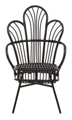 Black Natural Rattan and Black Metal Scalloped Back Chair | Java