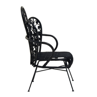 Black Natural Rattan Scalloped Back Chair | Java