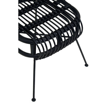Black Natural Rattan Scalloped Back Chair | Java