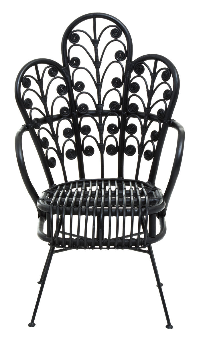 Black Natural Rattan Scalloped Back Chair | Java