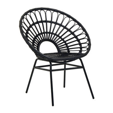 Black Natural Rattan Flared Back Chair | Java