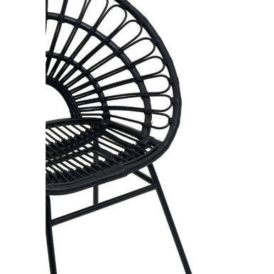 Black Natural Rattan Flared Back Chair | Java