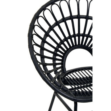 Black Natural Rattan Flared Back Chair | Java