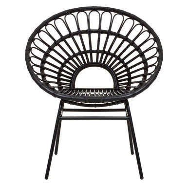 Black Natural Rattan Flared Back Chair | Java