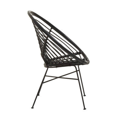 Black Natural Rattan Round Chair | Java