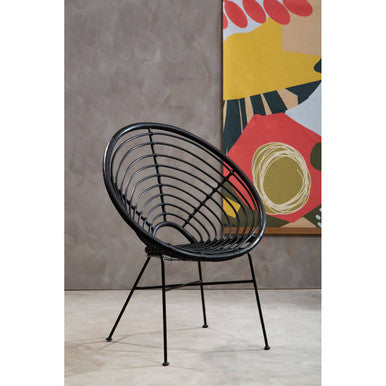 Black Natural Rattan Round Chair | Java