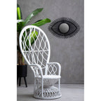 Grey and White Natural Rattan Curved Chair | Java