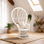 Grey and White Natural Rattan Curved Chair | Java