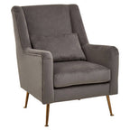 Grey Velvet Chair with Gold Finish Legs | Doucet
