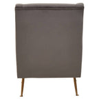 Grey Velvet Chair with Gold Finish Legs | Doucet
