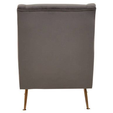 Grey Velvet Chair with Gold Finish Legs | Doucet