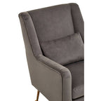 Grey Velvet Chair with Gold Finish Legs | Doucet