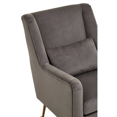 Grey Velvet Chair with Gold Finish Legs | Doucet
