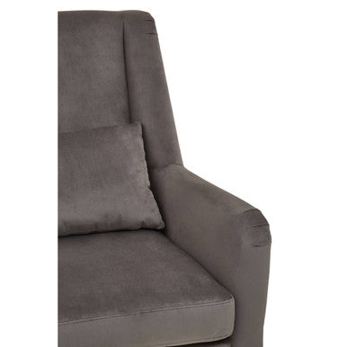 Grey Velvet Chair with Gold Finish Legs | Doucet