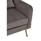 Grey Velvet Chair with Gold Finish Legs | Doucet