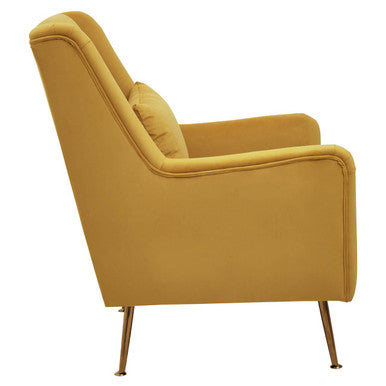 Yellow Velvet Chair with Gold Finish Legs | Doucet