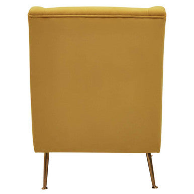 Yellow Velvet Chair with Gold Finish Legs | Doucet