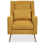 Yellow Velvet Chair with Gold Finish Legs | Doucet