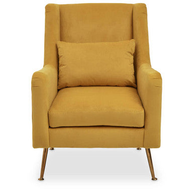 Yellow Velvet Chair with Gold Finish Legs | Doucet