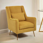 Yellow Velvet Chair with Gold Finish Legs | Doucet