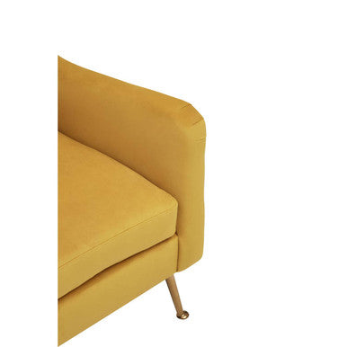 Yellow Velvet Chair with Gold Finish Legs | Doucet