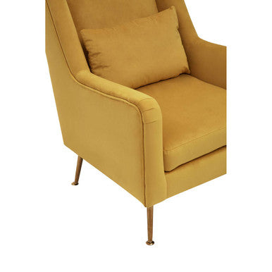 Yellow Velvet Chair with Gold Finish Legs | Doucet