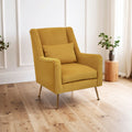 Yellow Velvet Chair with Gold Finish Legs | Doucet