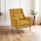 Yellow Velvet Chair with Gold Finish Legs | Doucet