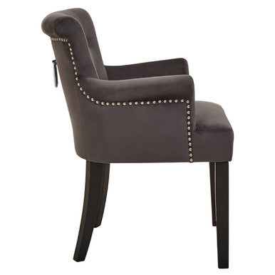 Grey Velvet Dining Chair with Ring Back | Doucet