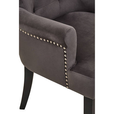 Grey Velvet Dining Chair with Ring Back | Doucet