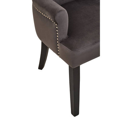 Grey Velvet Dining Chair with Ring Back | Doucet