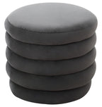 Graphite Velvet Round Footstool | Helen
