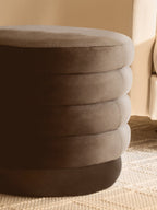 Graphite Velvet Round Footstool | Helen