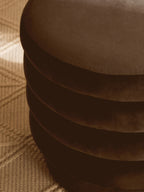 Graphite Velvet Round Footstool | Helen