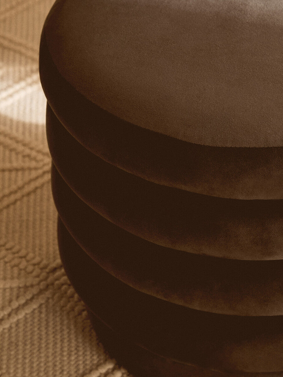 Graphite Velvet Round Footstool | Helen