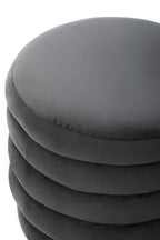 Graphite Velvet Round Footstool | Helen
