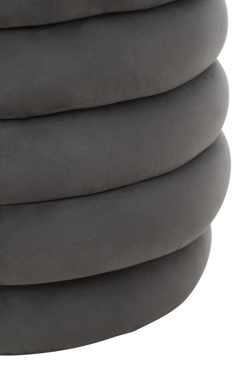 Graphite Velvet Round Footstool | Helen