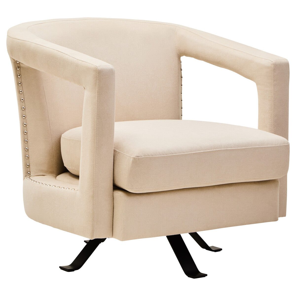Beige Velvet Swivel Chair | Hestia