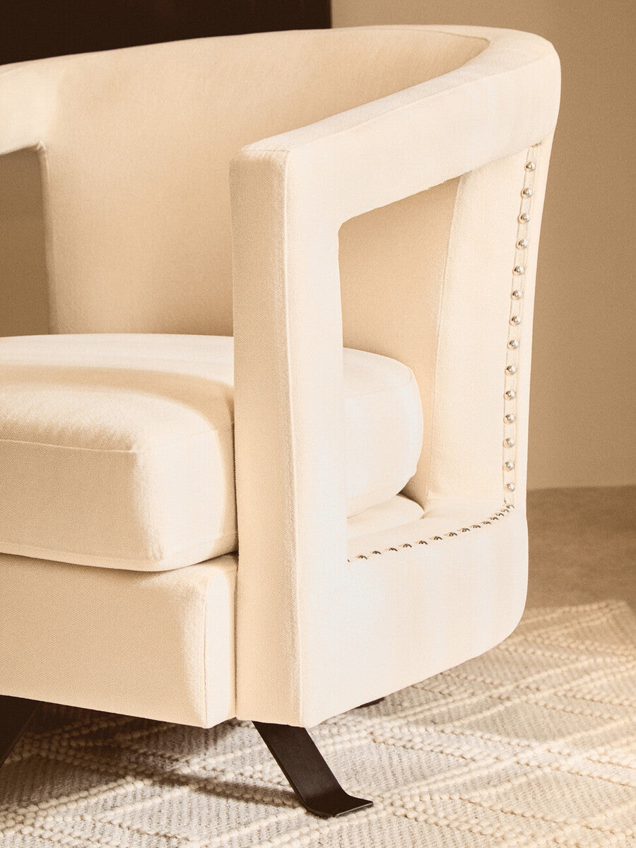 Beige Velvet Swivel Chair | Hestia