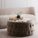 Mink Velvet Round Tufted Footstool | Haley