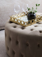 Mink Velvet Round Tufted Footstool | Haley