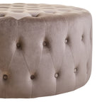 Mink Velvet Round Tufted Footstool | Haley