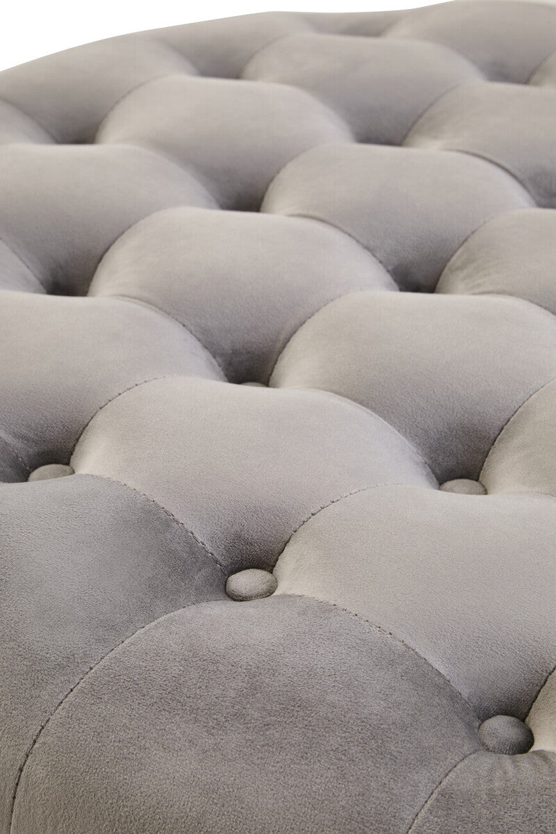 Grey Velvet Round Tufted Footstool | Haley