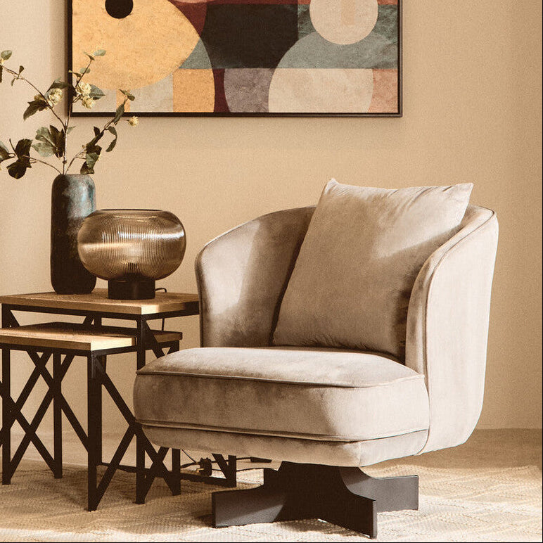 Grey Velvet Swivel Chair | Hale