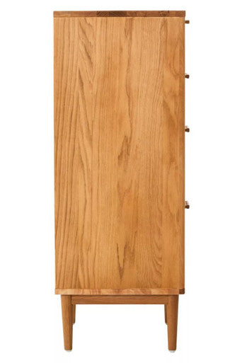 Rattan and Oak Wood Chest of Four Drawers | Lyon