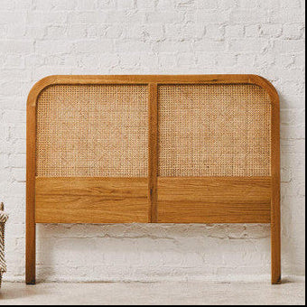 Rattan and Oak Wood Double Bed Headboard | Lyon