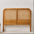 Rattan and Oak Wood Double Bed Headboard | Lyon